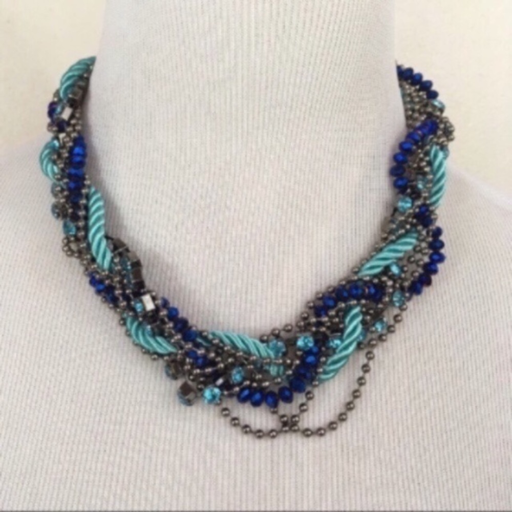 Blue Twisted Rope Fashion Necklace NEW